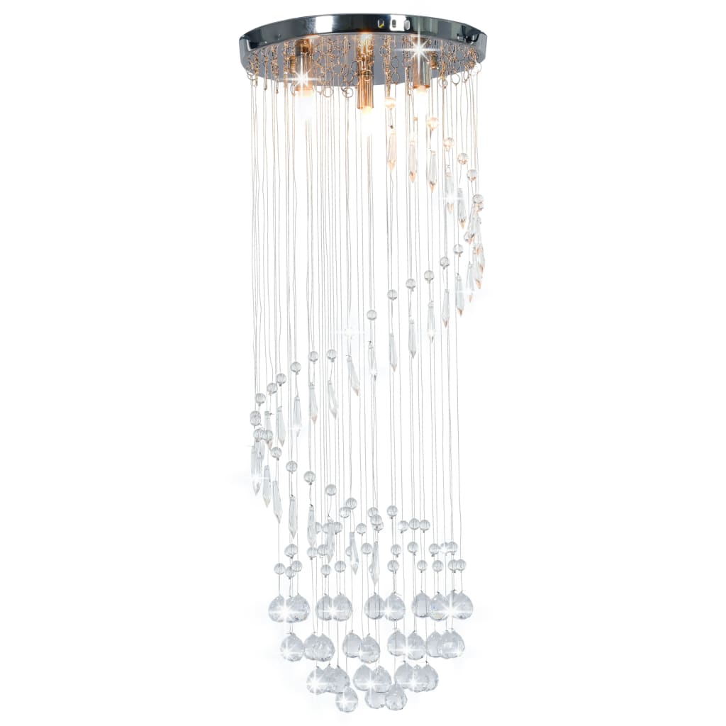 Berkfield Ceiling Lamp with Crystal Beads Silver Spiral G9