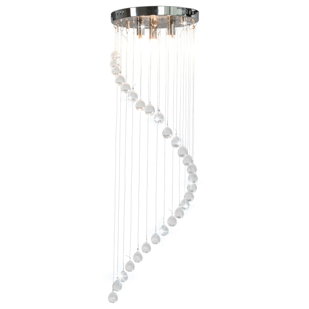 Berkfield Ceiling Lamp with Crystal Beads Silver Spiral G9