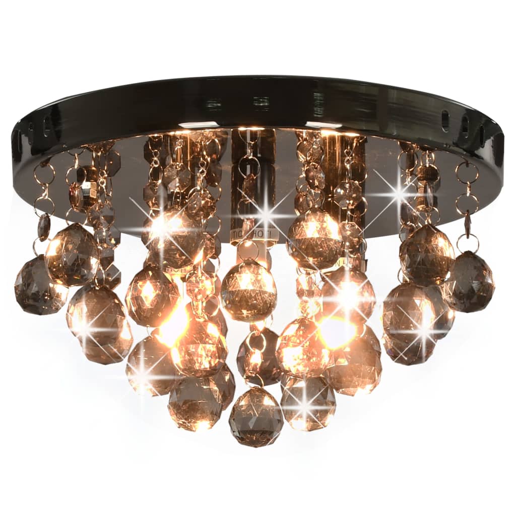 Berkfield Ceiling Lamp with Smoky Beads Black Round G9