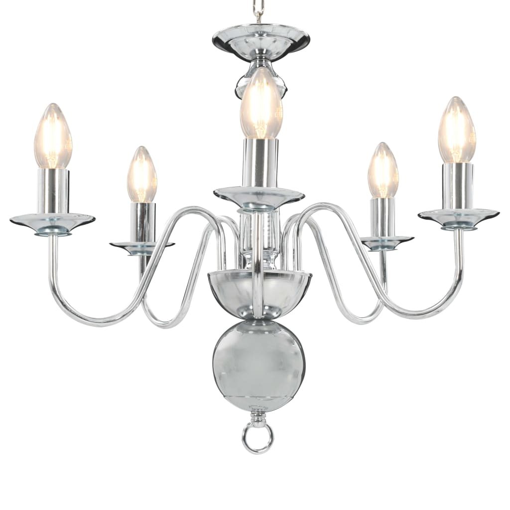 Berkfield Chandelier Silver 5 x E14 Bulbs