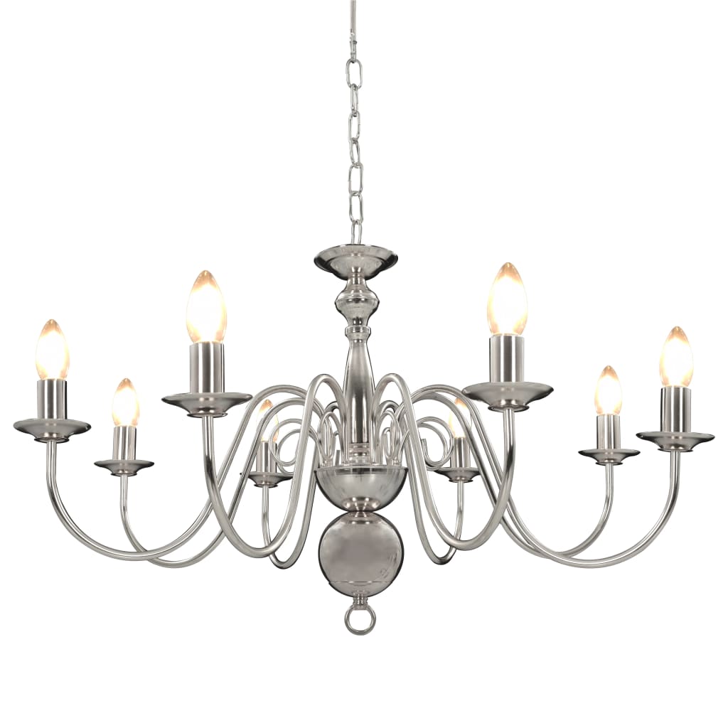 Berkfield Chandelier Silver 8 x E14 Bulbs