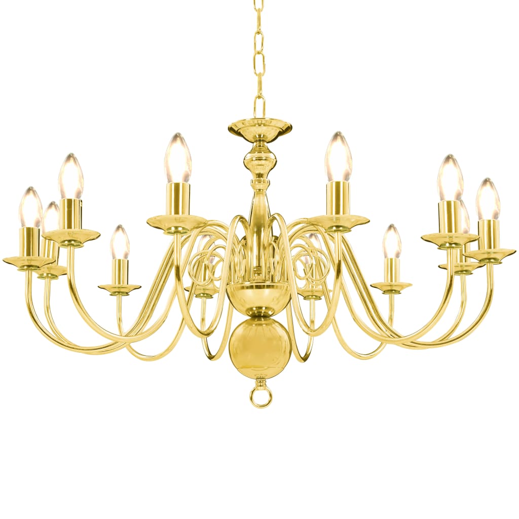Berkfield Chandelier Golden 12 x E14 Bulbs