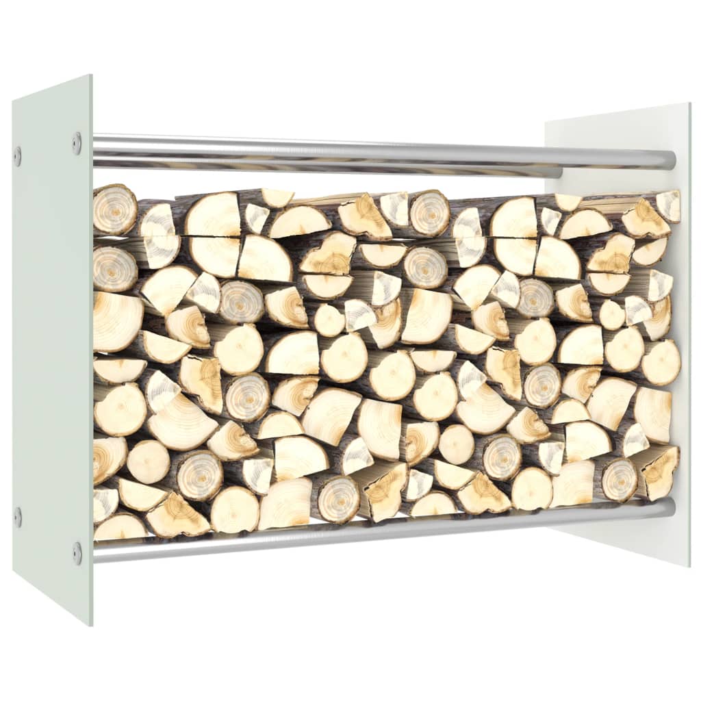 Berkfield Firewood Rack White 80x35x60 cm Glass