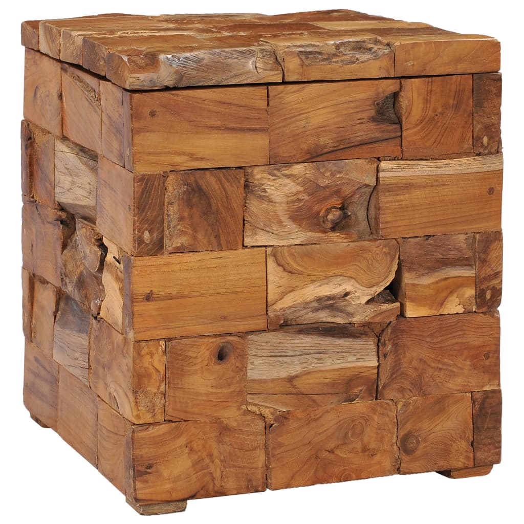 Berkfield Storage Stool Solid Teak Wood