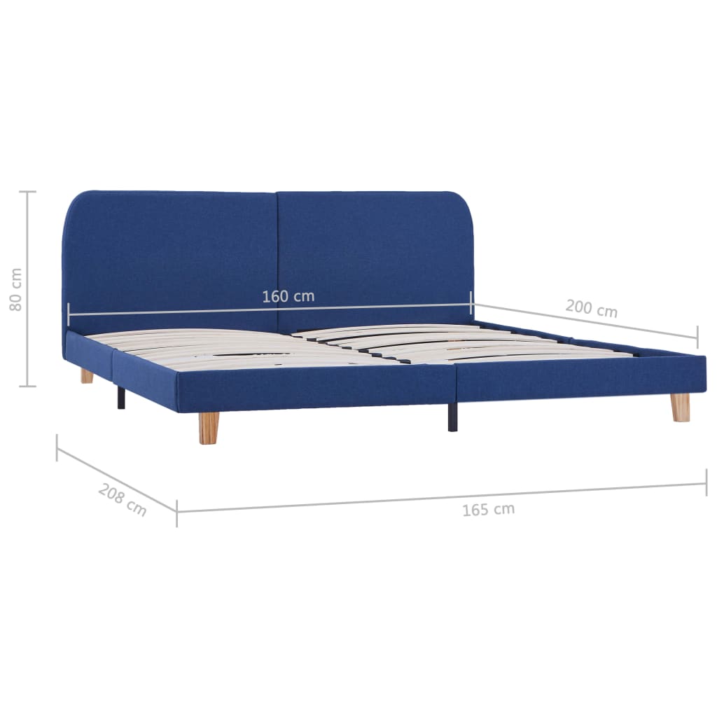 Berkfield Bed Frame Blue Fabric 150x200 cm 5FT King Size