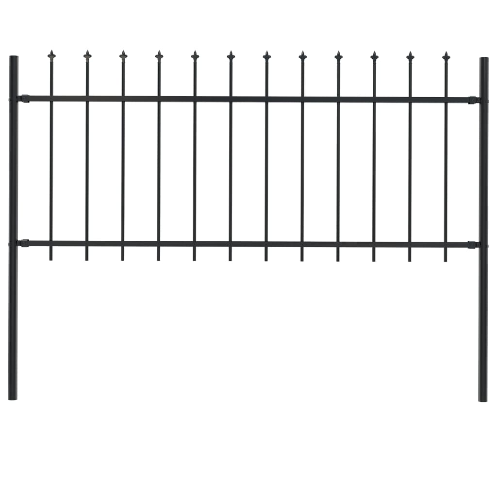 Berkfield Garden Fence with Spear Top Steel 1.7x0.8 m Black
