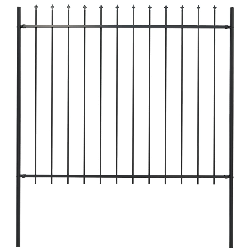 Berkfield Garden Fence with Spear Top Steel 1.7x1.5 m Black