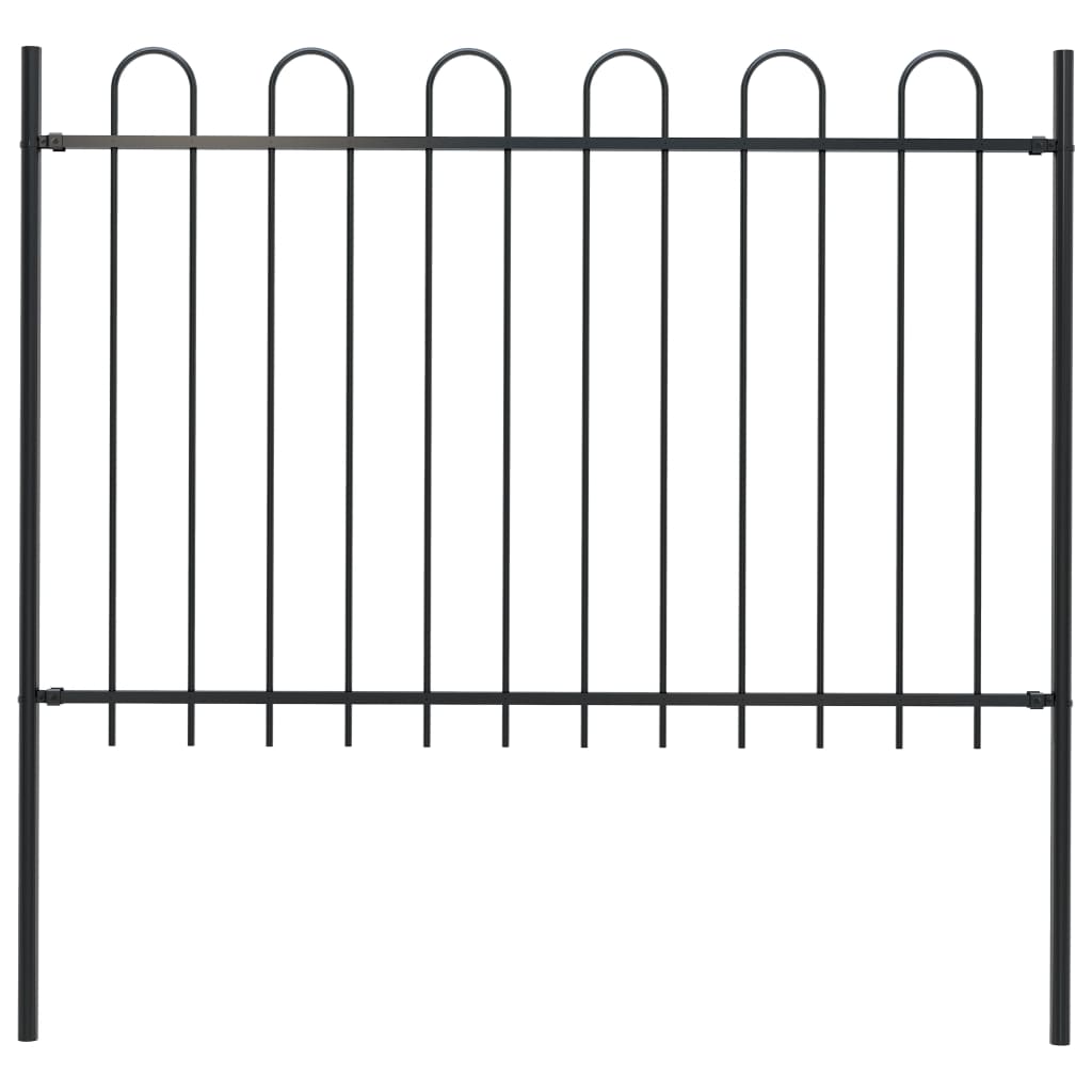 Berkfield Garden Fence with Hoop Top Steel 1.7 m Black