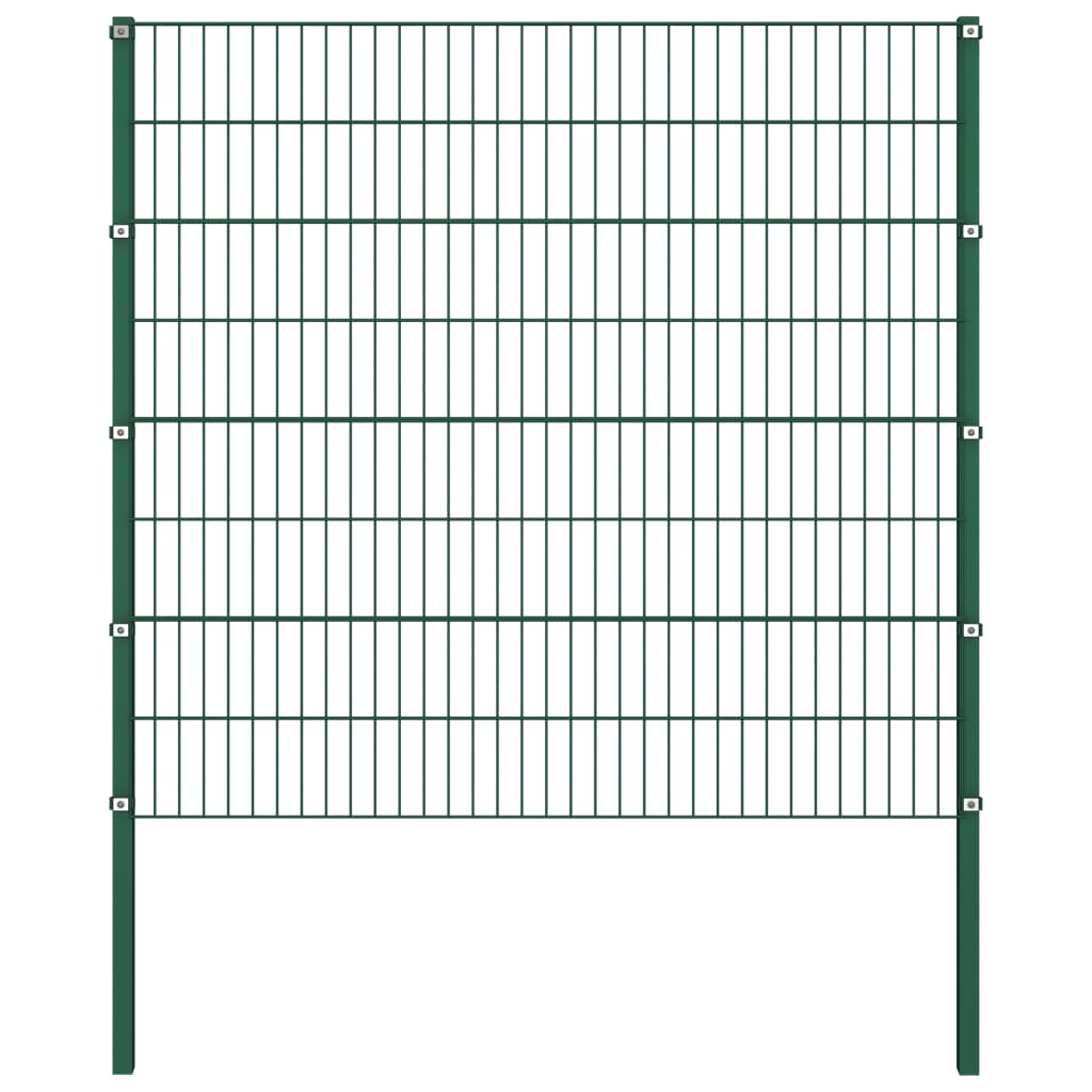 Berkfield Fence Panel with Posts Iron 1.7x1.6 m Green
