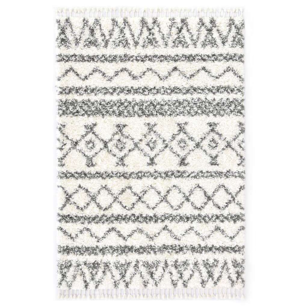 Berkfield Rug Berber Shaggy PP Beige and Grey 160x230 cm