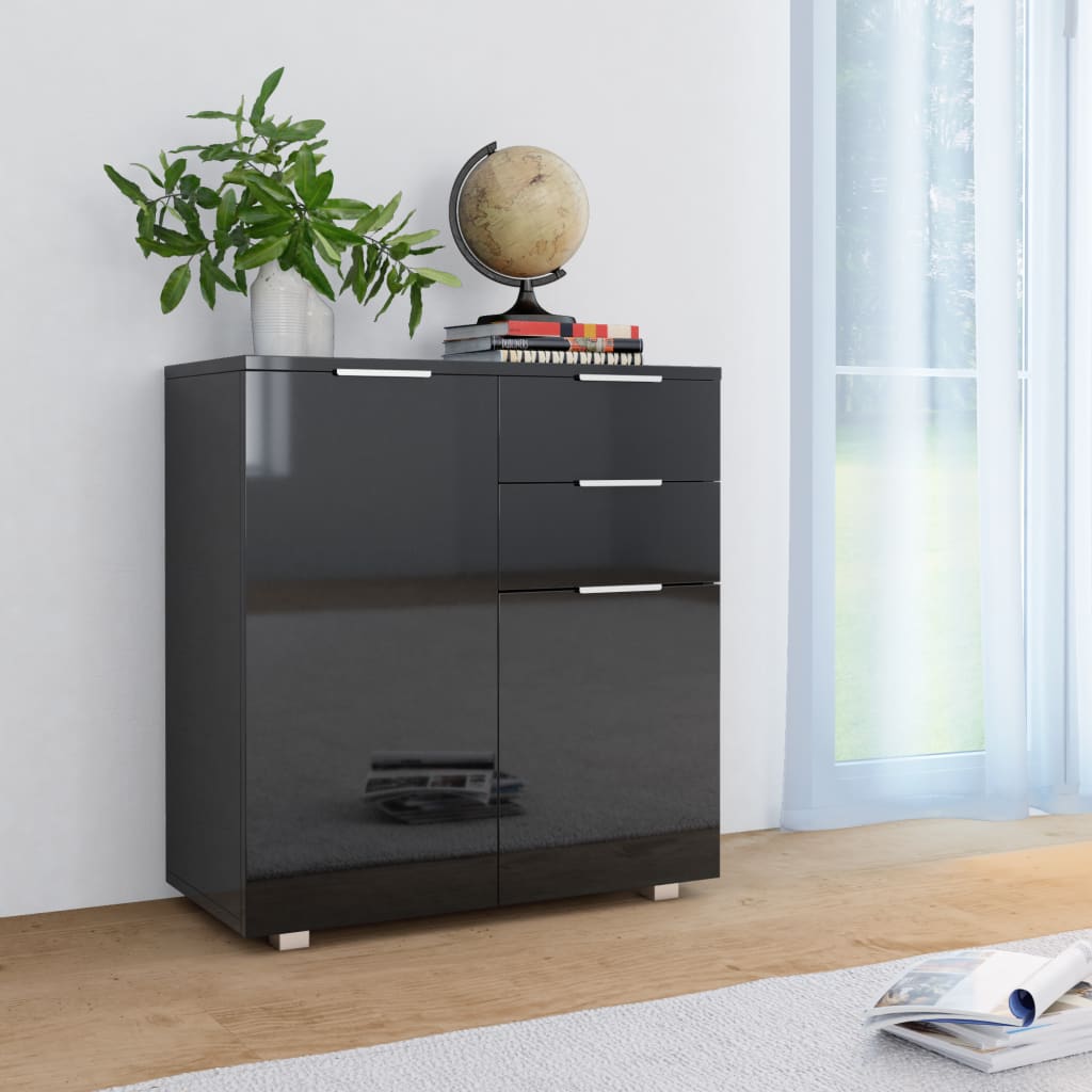Berkfield Sideboard High Gloss Black 71x35x80 cm Engineered Wood