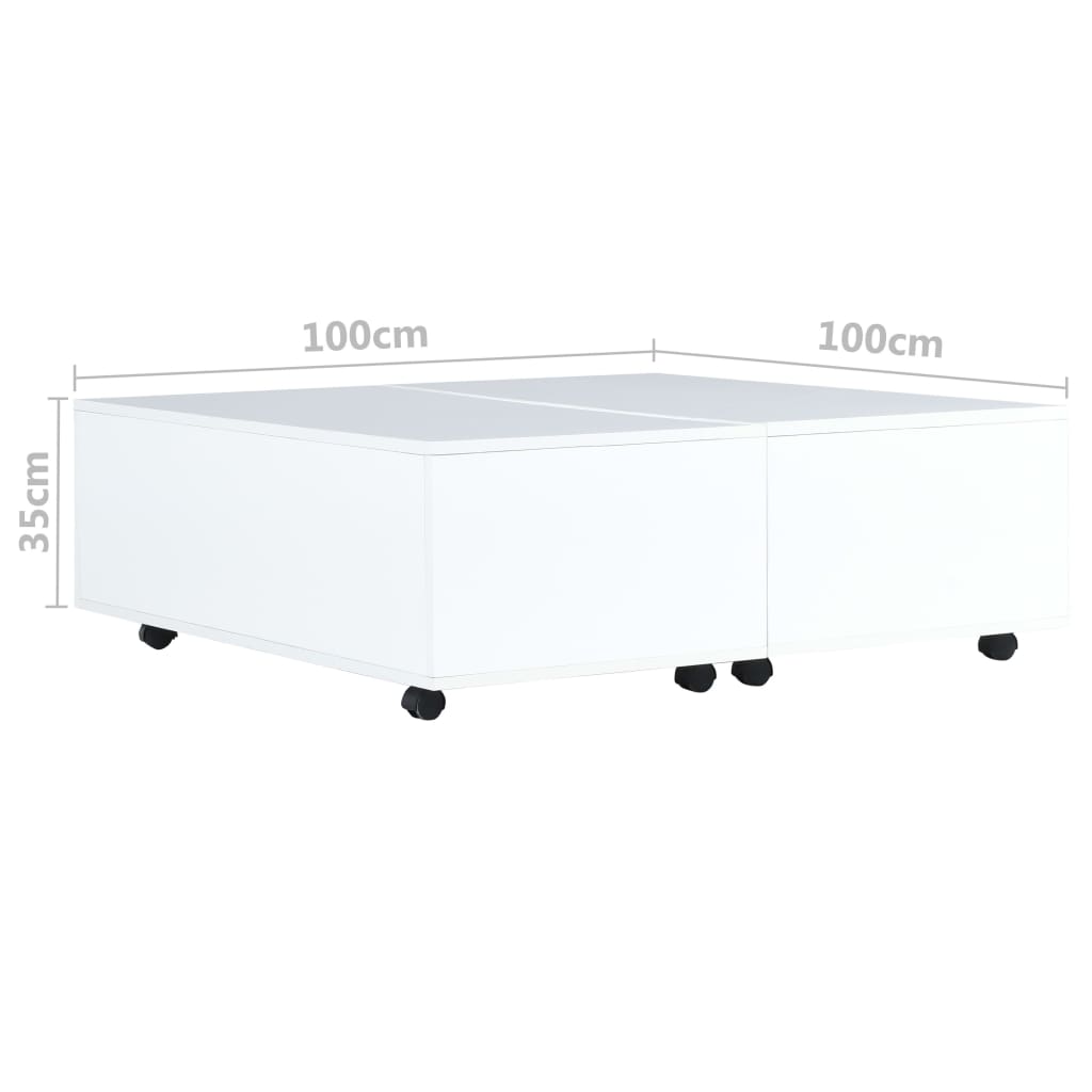 Berkfield Coffee Table High Gloss White 100x100x35 cm