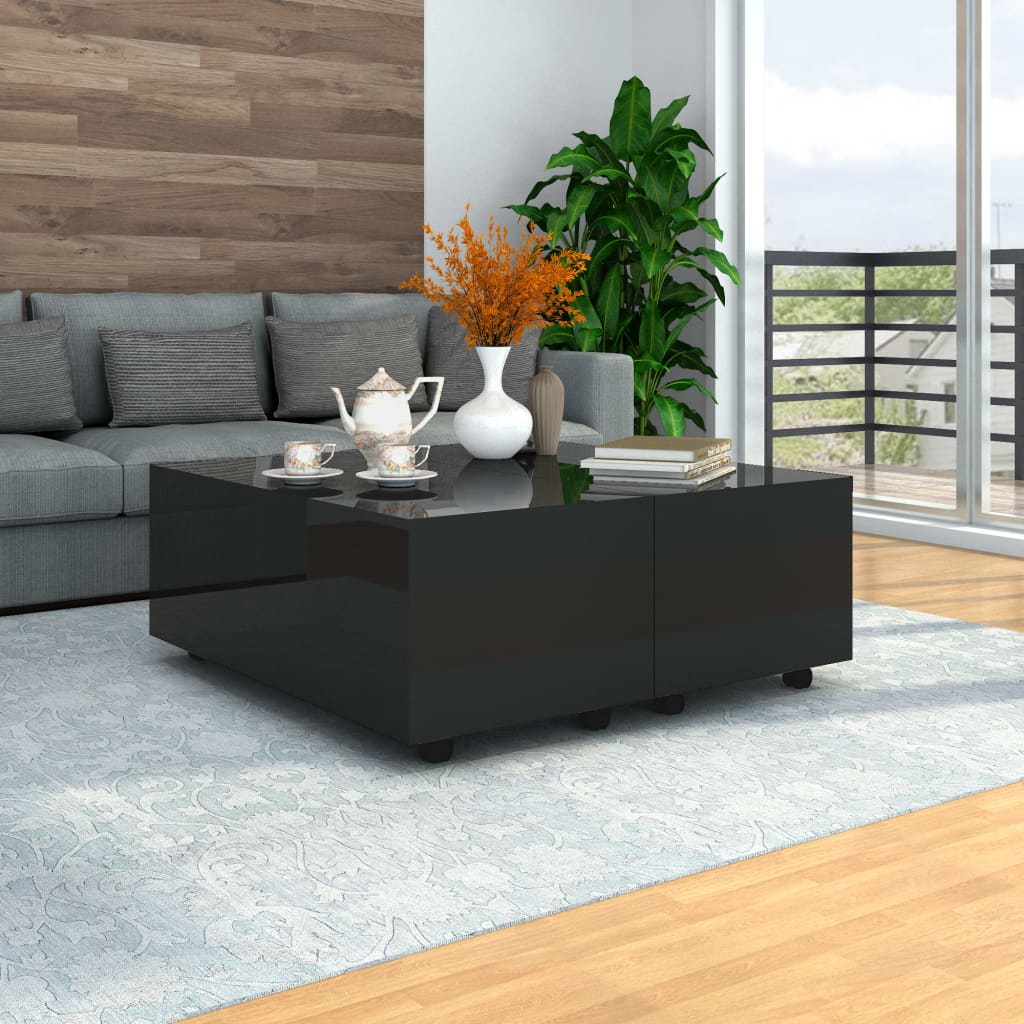 Berkfield Coffee Table High Gloss Black 100x100x35 cm