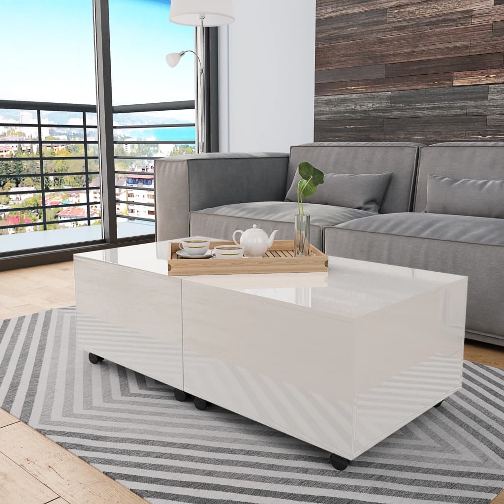 Berkfield Coffee Table High Gloss White 120x60x35 cm