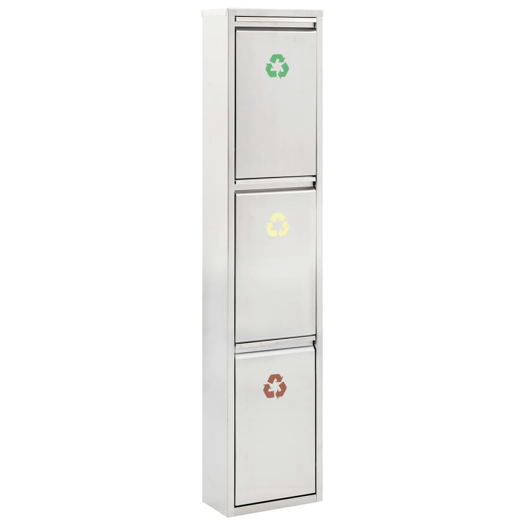 Berkfield Recycle Dustbin Silver Stainless Steel 45 L