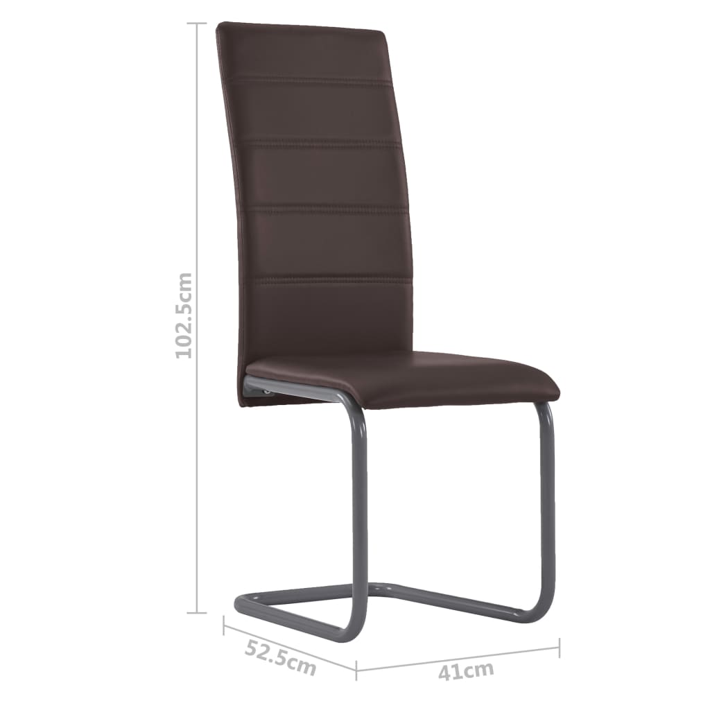 Berkfield Cantilever Dining Chairs 2 pcs Brown Faux Leather