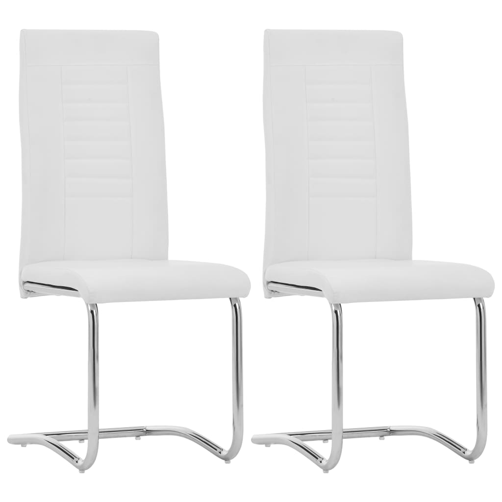Berkfield Cantilever Dining Chairs 2 pcs White Faux Leather