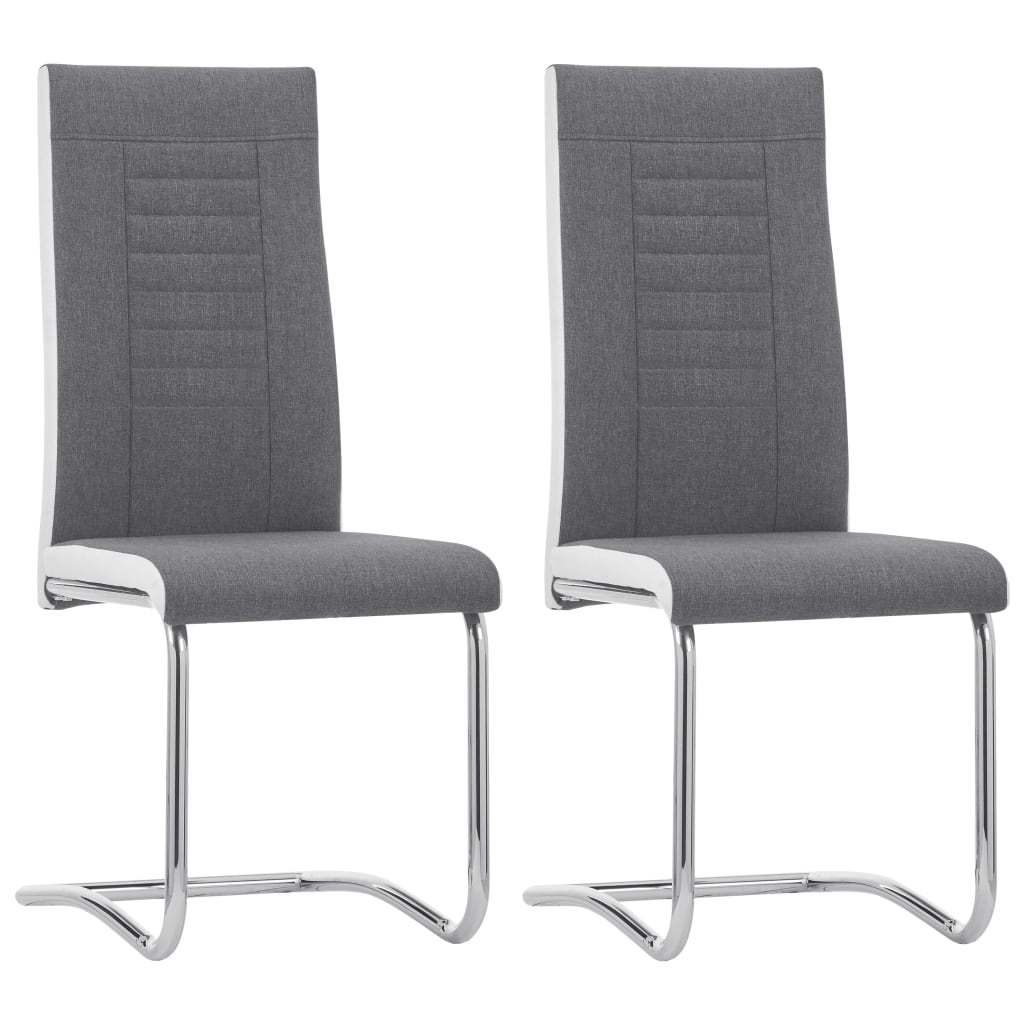 Berkfield Cantilever Dining Chairs 2 pcs Dark Grey Fabric