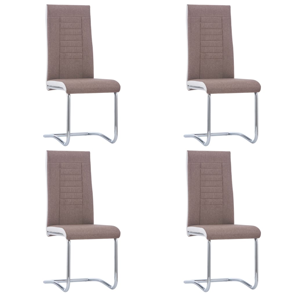 Berkfield Cantilever Dining Chairs 4 pcs Brown Fabric