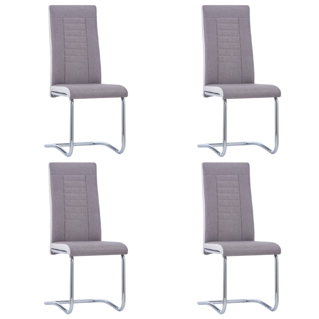 Berkfield Cantilever Dining Chairs 4 pcs Taupe Fabric