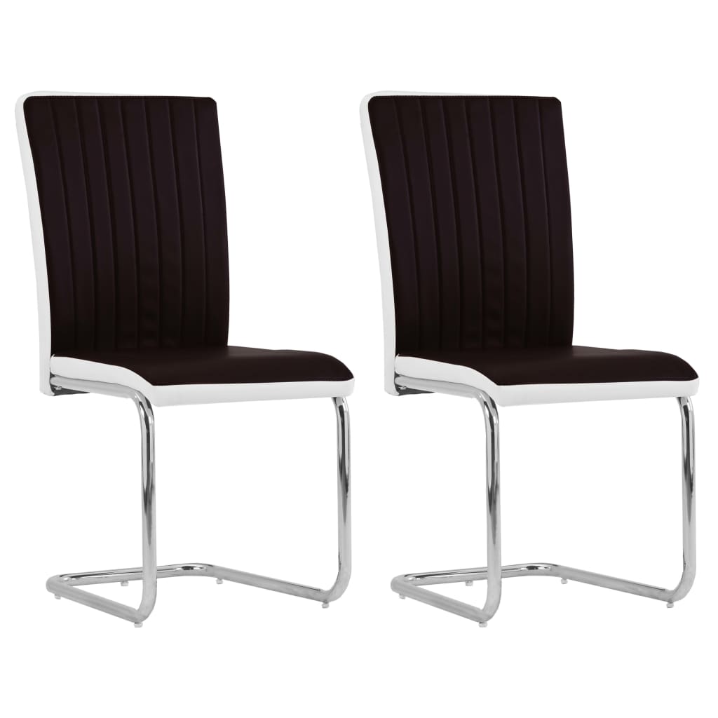 Berkfield Cantilever Dining Chairs 2 pcs Brown Faux Leather