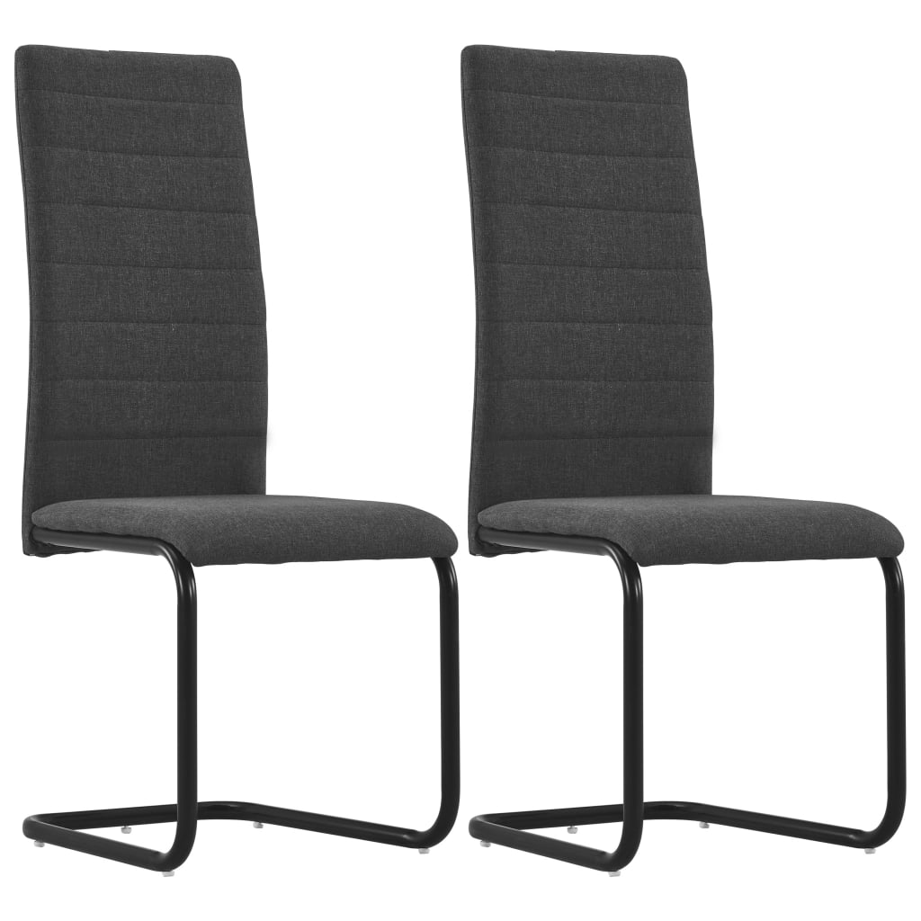 Berkfield Cantilever Dining Chairs 2 pcs Dark Grey Fabric