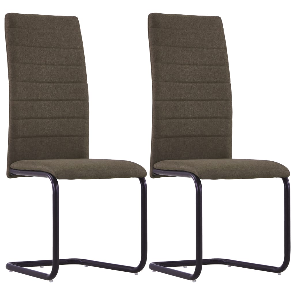 Berkfield Cantilever Dining Chairs 2 pcs Brown Fabric