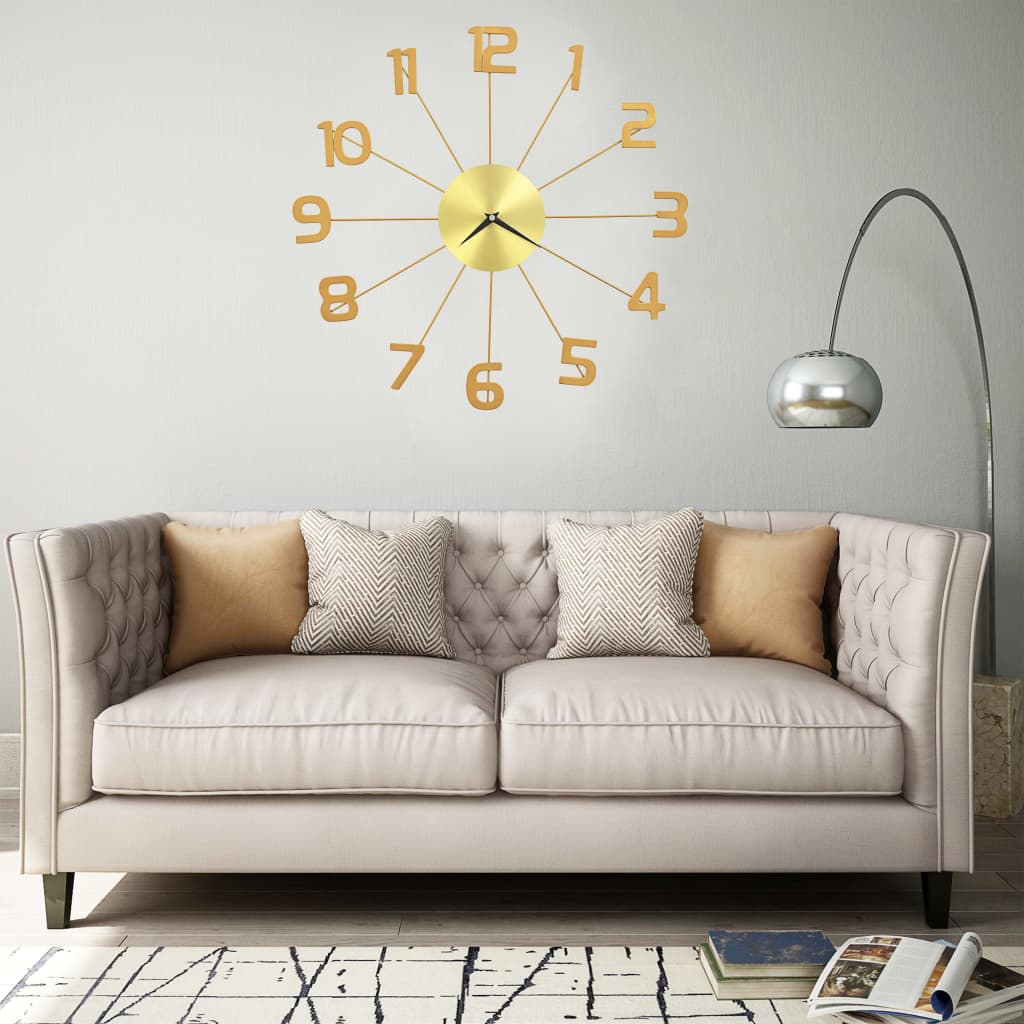Berkfield Wall Clock Metal 50 cm Golden