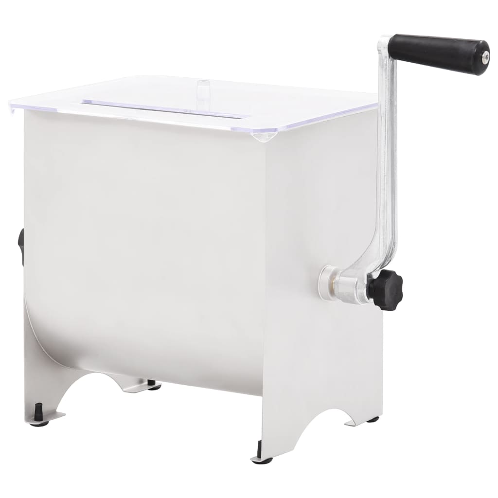 Berkfield Manual Meat Mixer with Lid Silver Stainless Steel