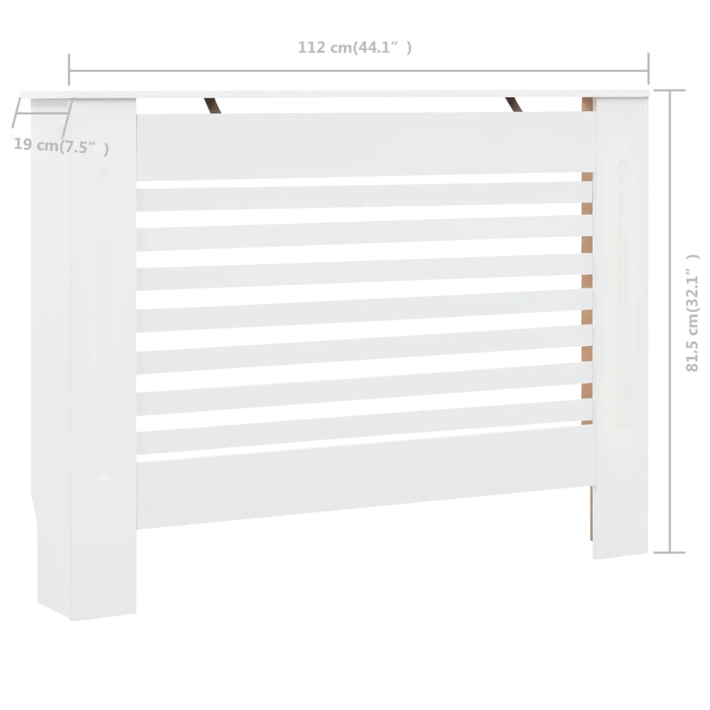 Berkfield Radiator Cover White 112x19x81.5 cm MDF