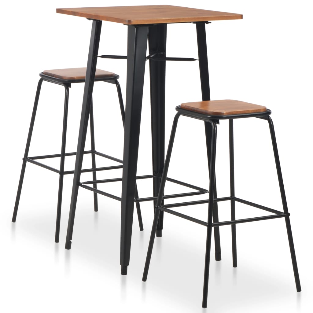 Berkfield 3 Piece Bar Set Steel Black Brown