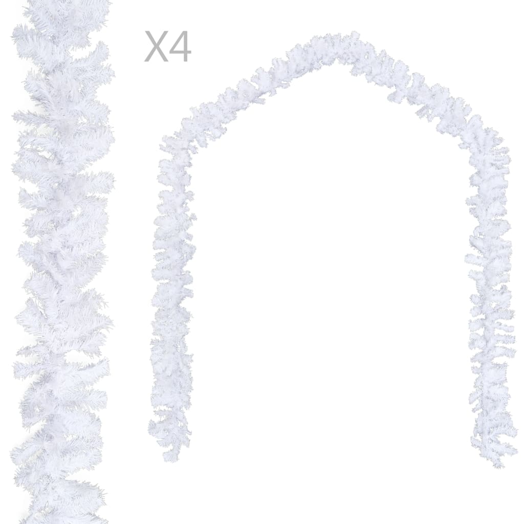 Berkfield Christmas Garlands 4 pcs White 270 cm PVC