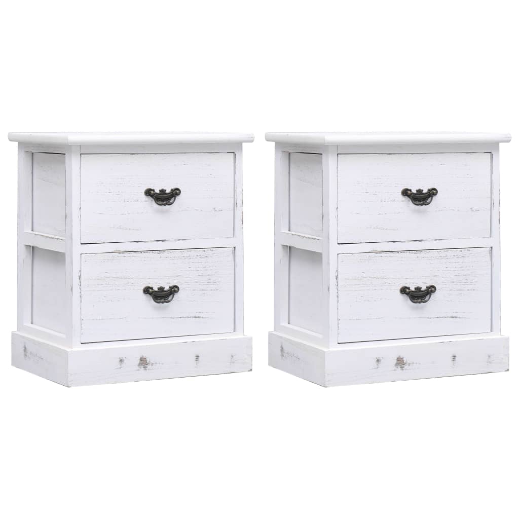 Berkfield Bedside Cabinets 2 pcs White 38x28x45 cm Paulownia Wood