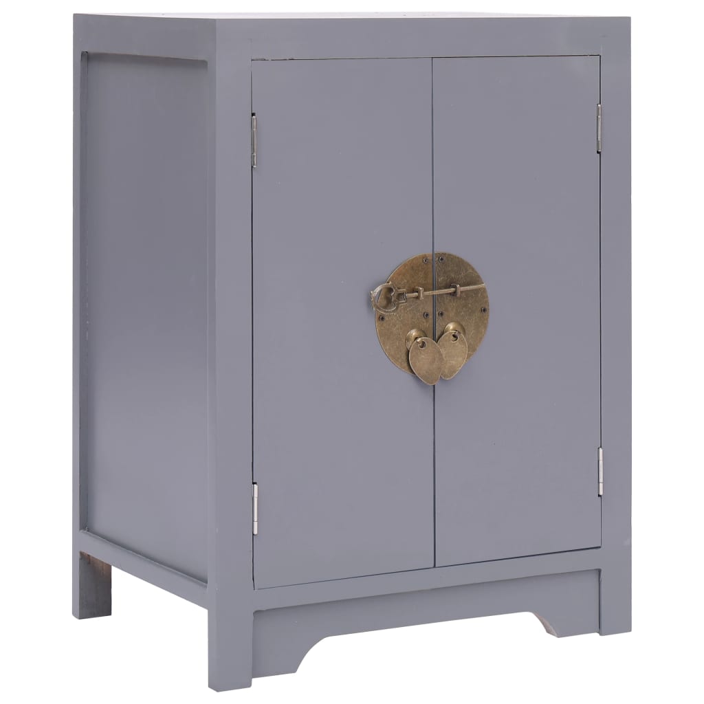Berkfield Bedside Cabinet Grey 38x28x52 cm Paulownia Wood