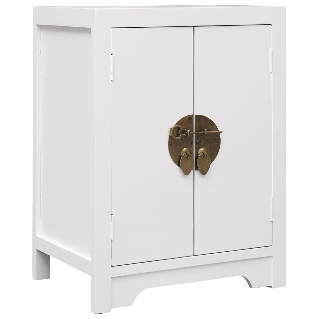 Berkfield Bedside Cabinet White 38x28x52 cm Paulownia Wood