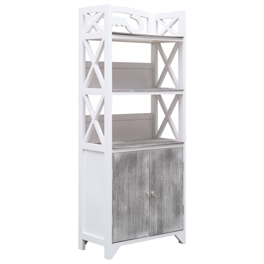Berkfield Bathroom Cabinet White and Grey 46x24x116 cm Paulownia Wood