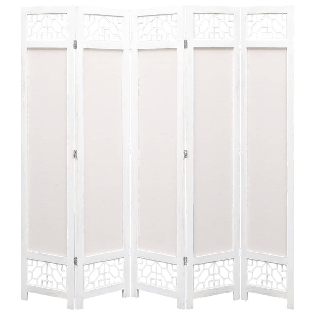 Berkfield 5-Panel Room Divider Cream 175x165 cm Fabric