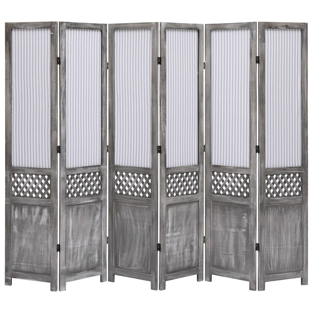 Berkfield 6-Panel Room Divider Grey 210x165 cm Fabric
