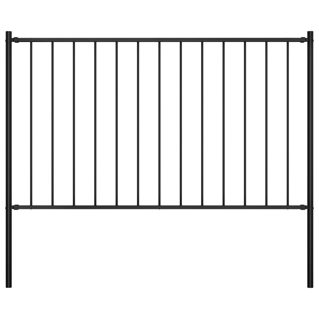 Berkfield Fence Panel with Posts Powder-coated Steel 1.7x0.75 m Black