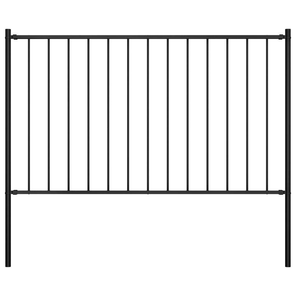 Berkfield Fence Panel with Posts Powder-coated Steel 1.7x1 m Black