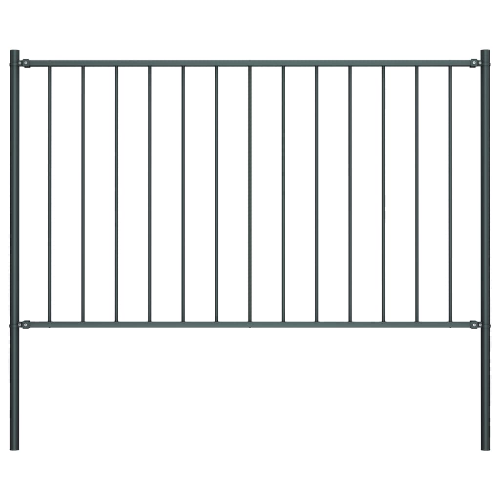 Berkfield Fence Panel with Posts Powder-coated Steel 1.7x1 m Anthracite