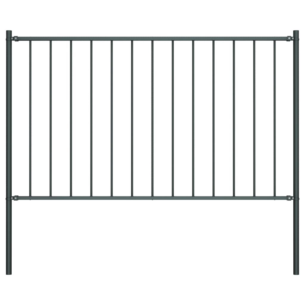 Berkfield Fence Panel with Posts Powder-coated Steel 1.7x1.25 m Anthracite