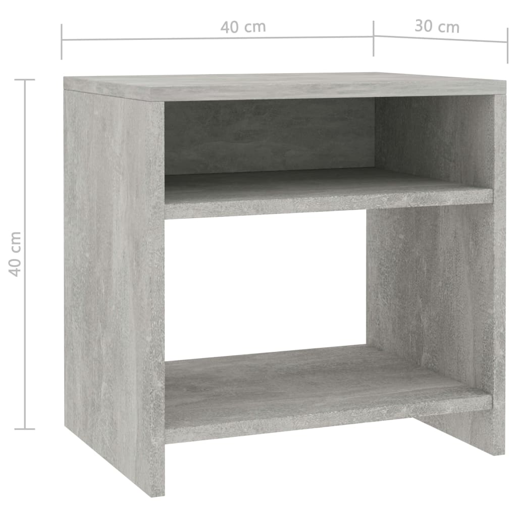 Berkfield Bedside Cabinets 2 pcs Concrete Grey 40x30x40 cm Engineered Wood