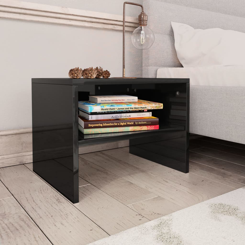 Berkfield Bedside Cabinet High Gloss Black 40x30x30 cm Engineered Wood