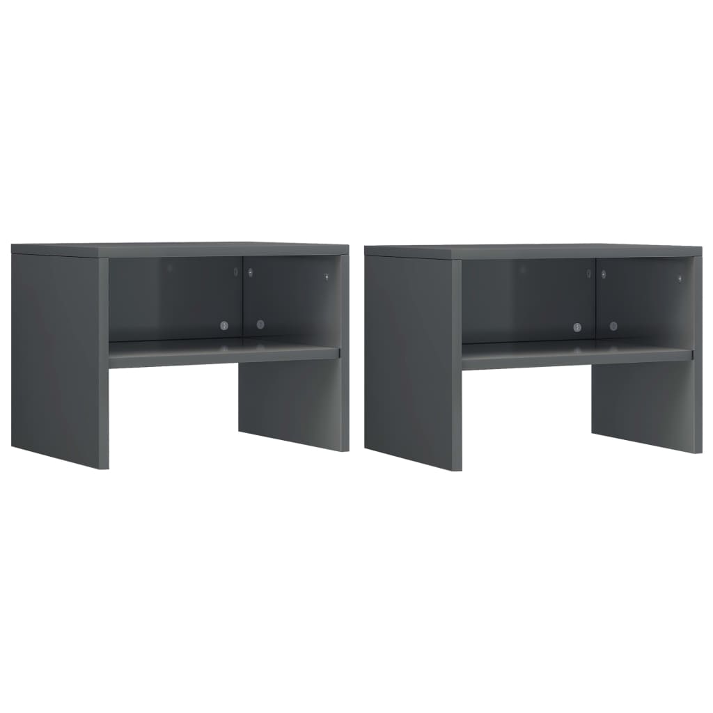 Berkfield Bedside Cabinets 2 pcs High Gloss Grey 40x30x30 cm Engineered Wood