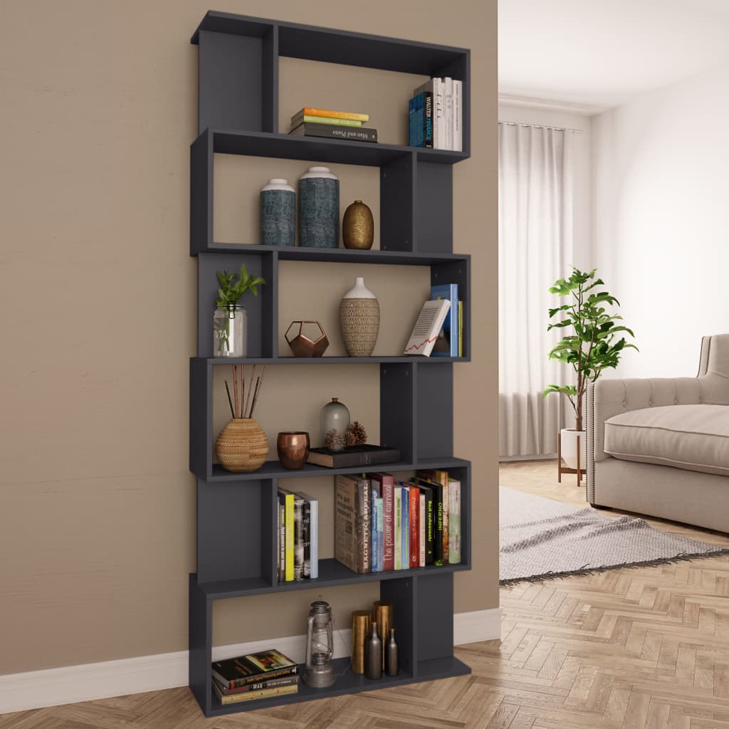 Berkfield Book Cabinet/Room Divider Grey 80x24x192 cm Engineered Wood