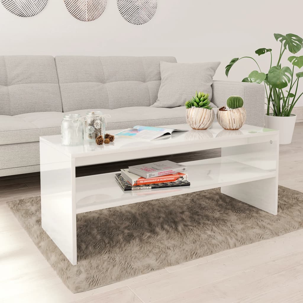 Berkfield Coffee Table High Gloss White 100x40x40 cm Engineered Wood