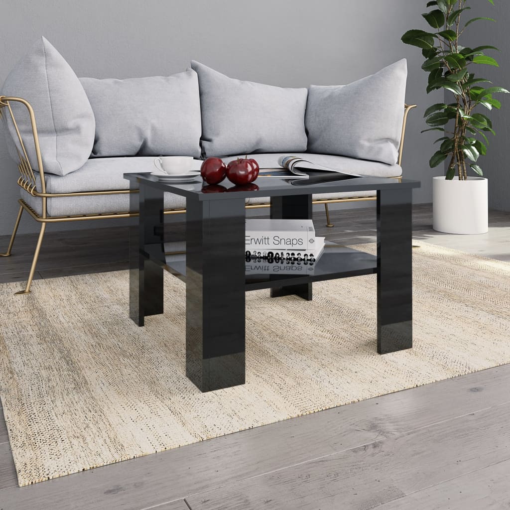 Berkfield Coffee Table High Gloss Black 60x60x42 cm Engineered Wood