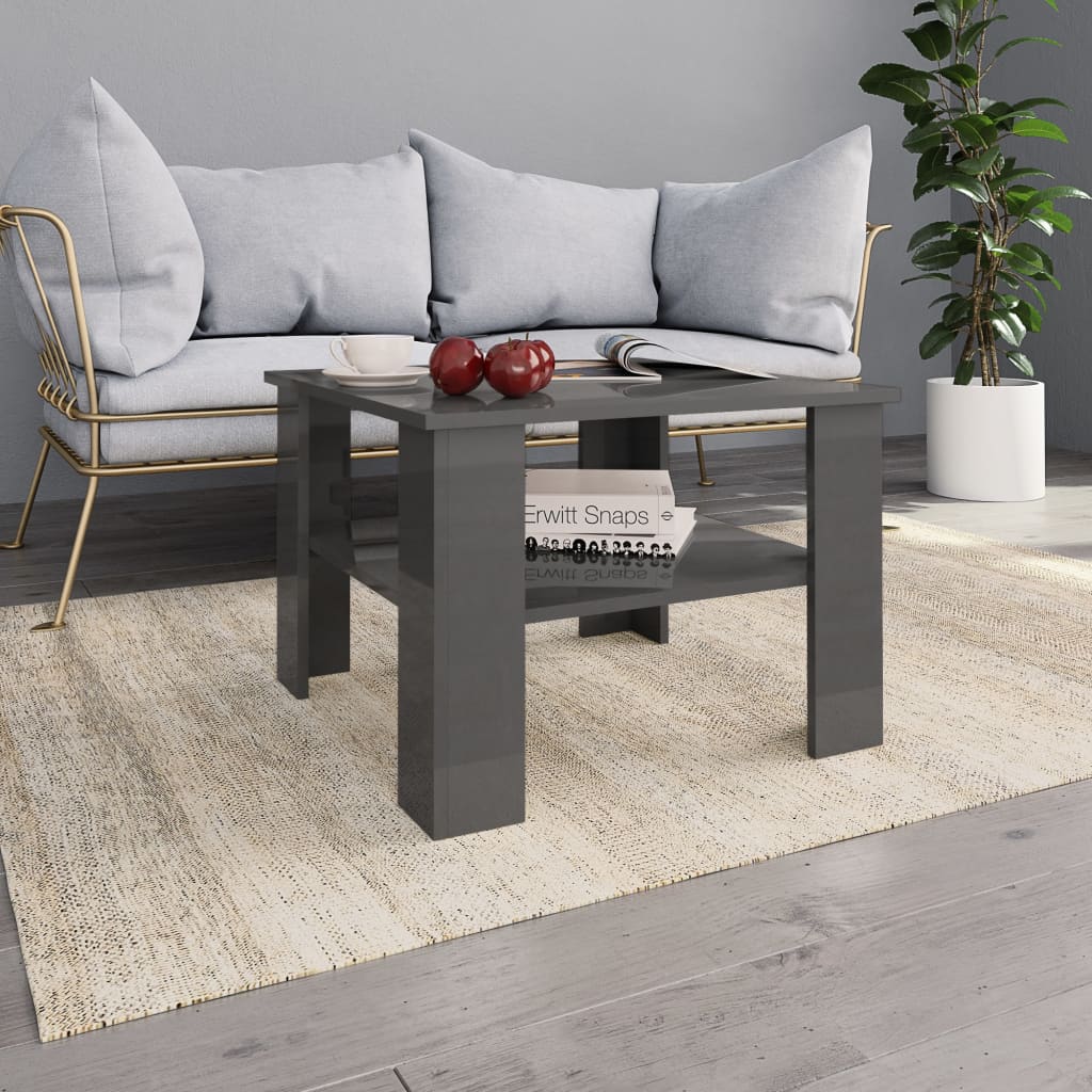 Berkfield Coffee Table High Gloss Grey 60x60x42 cm Engineered Wood