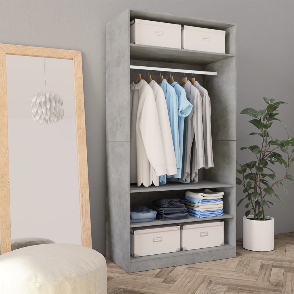 Berkfield Wardrobe Concrete Grey 100x50x200 cm Engineered Wood